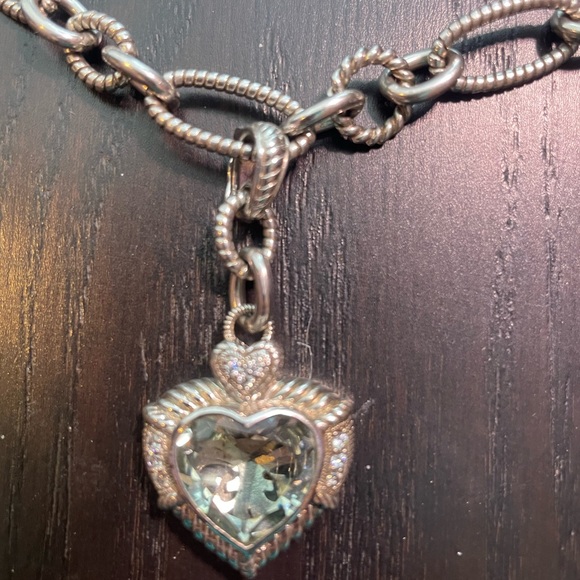 Judith Ripka Sterling silver  necklace with green amethyst enhancer - Picture 3 of 5